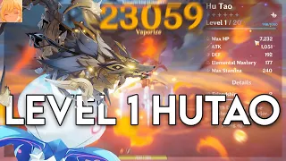 Level 1 Hu Tao vs Golden Wolflord and Fell Flower (Genshin Impact)