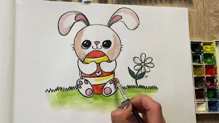 How To Draw The Cutest Easter Bunny 🐰/ Step by step/ Πώς Να Σχεδιάσω ένα Πασχαλινό Λαγουδάκι🐰 🎨