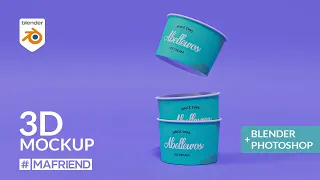 3D ice cream cup mockup in Blender 3.0 and Photoshop