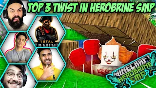 Top 3 Twist in Herobrine Smp 🔴 Techno gamerz, gamerfleet, rawknee, chapati gamer, bixu, andreo