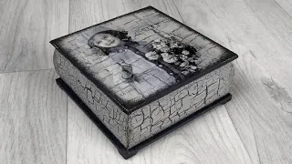 Одношаговый кракелюр и декупаж шкатулки из МДФ/One-step craquelure and decoupage MDF boxes