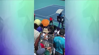 MELTDOWN  Kyrgios breaks racket vs  Sinner at the Miami Open