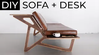 DIY Sofa Desk Combination made with basic power tools!