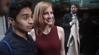 Jessica Chastain Wears Crimson To Promote New 'Crimson Peak' Film On HuffPost Live