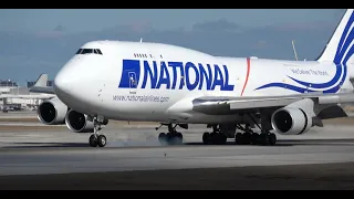 (4K) National Airlines Boeing 747-412(BCF) White Livery - Plane Spotting Chicago O'Hare Airport ORD