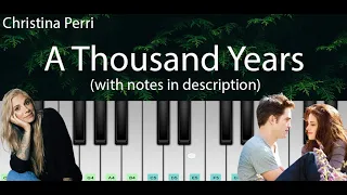 A Thousand Years (Christina Perri) | Easy Piano Tutorial with Notes in Description | Perfect Piano