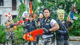 LTT Films : Couple Police Silver Flash Nerf Guns Fight Crime Group Tiger Mask Bandits Swat