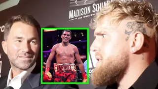 Eddie Hearn REACTS to Jake Paul saying Canelo Alvarez is DUCKING David Benavidez