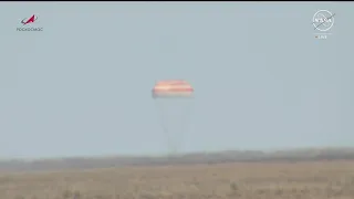 Soyuz capsule carrying 3 crew from the ISS lands safely in Kazakhstan