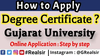 Gujarat University Degree Certificate Process | Online Application | Gujarat University |Convocation
