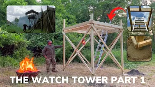 Solo 2 Day Overnight Building a Watch Tower in The Woods and Ham, Turkey and Cheese Sub