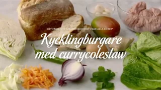 Kycklingburgare med currycoleslaw | Arla Köket