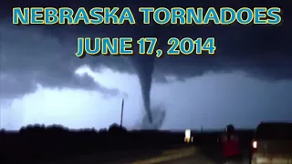 Three Terrifying Large Tornadoes at Night! Coleridge, Nebraska 6/17/2014