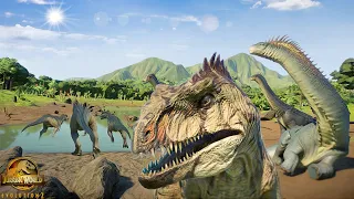 life of 2 Giganotosaurus + Were attacked by a group of Alosaurus - jurassic world evolution 2 [4k]