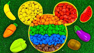 Satisfying Video l How to make Rainbow Mickey Head with Magic Sweets and Mix Fruits Cutting ASMR #05