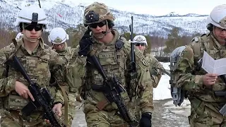 American NATO paratroopers undergo live fire training in Norway