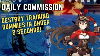 How To Destroy All The Training Dummies In Under 2 Seconds - Daily Commission Quest - Genshin Impact