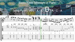 Bistro Fada (Midnight in Paris) Full Version | Gypsy Jazz Guitar Tabs (ギター , गिटार)