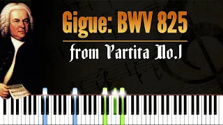 Gigue from Partita No. 1, BWV 825 - J. S. Bach | Piano Tutorial | Synthesia | How to play