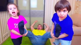 Папа НЕ ХОЧЕТ ГУЛЯТЬ! Как Камиль и Аминка ПРОУЧИЛИ Его! Для детей kids children