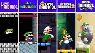 Evolution of Luigi's First Castle Levels in 2D Super Mario Bros Games (1985-2024)