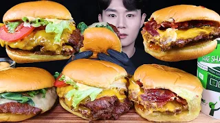 쉑쉑버거 치즈버거 먹방ASMR MUKBANG HAND-CRAFTED CHEESEBURGERS & CHEESEBURGERS 手作りバーガー チーズバーガー eating sounds