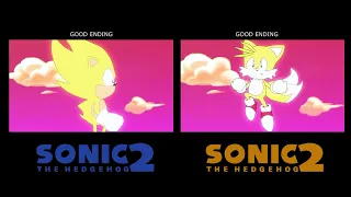 SONIC THE HEDGEHOG 2 GOOD ENDING (SONIC VS TAILS VERSION) SIDE BY SIDE COMPARISON