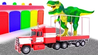 Aprender los colores con Dinosaurios y camiones en español para niños con musica | Animacion | 3D