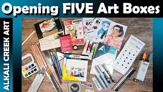 Opening FIVE Art Subscription Boxes.