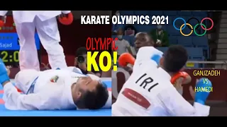 Ganjzadeh wins GOLD after Hamedi is disqualified | Olympic KO !! | GOLD after getting KO'd | Karate
