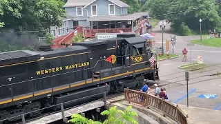 Western Maryland Scenic Railway. Continued video of 558 turning around.