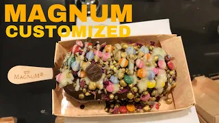 MAGNUM Ice Cream🤤: Instant customized Vanilla & Chocolate Ice cream MAGNUM ROME | Trevi Fountain