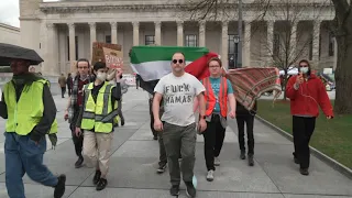 "F*ck Hamas" counter Protester confronts Yale University "Free Palestine" Encampment