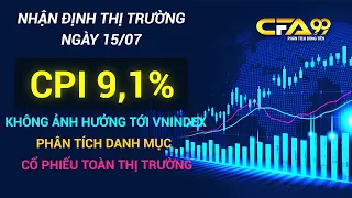 Nhận Định Thị Trường Chứng Khoán 15/07: Vnindex Tạo Đà Tăng Khi CPI Đạt 9,1%, Phân Tích Cổ Phiếu