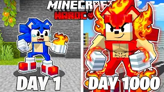 I Survived 1000 Days As FIRE SONIC in HARDCORE Minecraft! (Full Story)