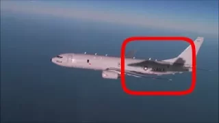 Russian Su-30 Jet Intercept US P-8A Submarine Killer Over Black Sea Causing Roll 15 Degrees.