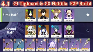 NEW Spiral Abyss 4.1 | C1 Tighnari & C0 Nahida | F2P Build | Floor 12 9 Star | Genshin Impact