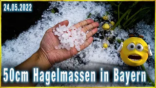 Hagelunwetter in Bayern - (50cm) Ortschaft Füssen versinkt in Hagelmassen