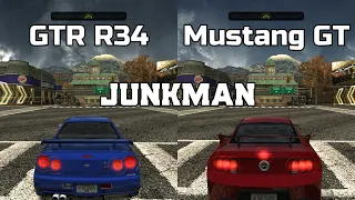 Nissan Skyline GTR R34 vs Ford Mustang GT - NFS MW Redux V3 - WHICH IS FASTEST ?