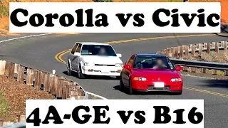 4A-GE vs B16 Battle! Touge and acceleration tests