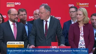 Martin Schulz und Stephan Weil zum Ergebnis der Landtagswahl in Niedersachsen am 16.10.17