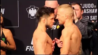 TJ Dillashaw and Henry Cejudo come face to face at the #UFConESPN weigh ins