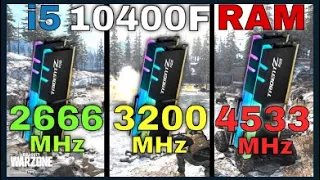 Intel i5 10400F 2666 mhz vs 3200 mhz vs 4533 mhz and RAM speed benchmark comparison and Gameplay