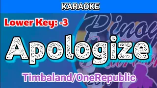 Apologize by Timbaland, OneRepublic (Karaoke : Lower Key : -3)