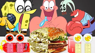 SpongeBob Patrick Gold Food Mukbang Challenge 골드음식 vs 진짜 음식 대결 Eyeball jelly DADADA 다다다 먹방