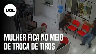 Mulher fica no meio de troca de tiros durante assalto a loja no Maranhão