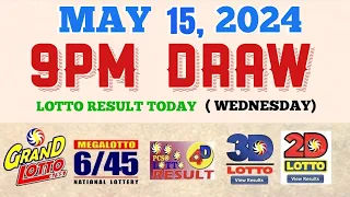 Lotto Result Today 9pm draw May 15, 2024 6/55 6/45 4D Swertres Ez2 PCSO#lotto