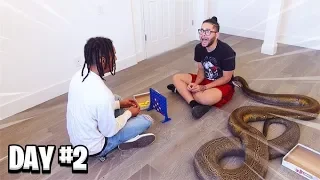 LAST TO LEAVE ROOM WITH GIANT SCARY SNAKE WINS $10,000 - CHALLENGE!