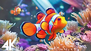 Aquarium 4K VIDEO (ULTRA HD) - 🐠 Beautiful Coral Reef Fish - Relaxing Sleep Meditation Music