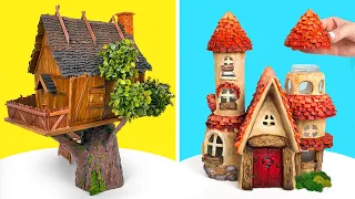 CASAS MÁGICAS DE BRICOLAJE || Construyendo una casa de hadas y una casa en el árbol